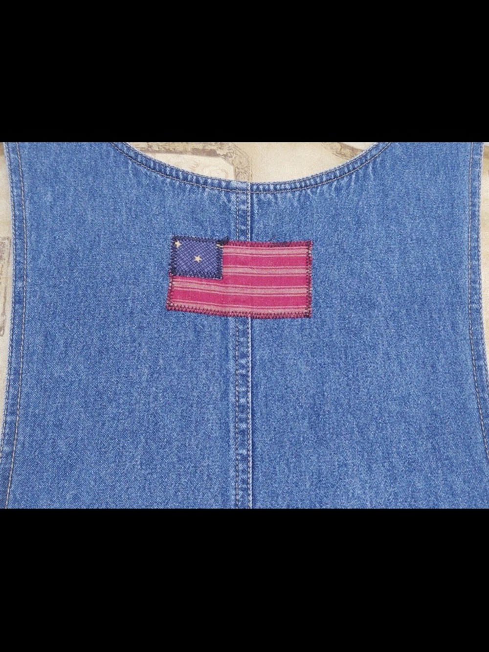 Vintage 90’s Denim Pinafore Jumper with Folk Doll Appliqué - Picture 5 of 8